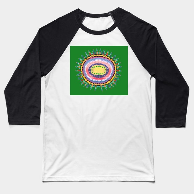Funky Boho Mandala #4 Baseball T-Shirt by MarcyBrennanArt